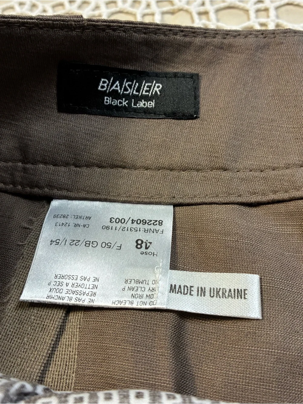 Basler Black Label Womens Linen Lyocell Pants Brown Pleated Dress EU 48 US 18